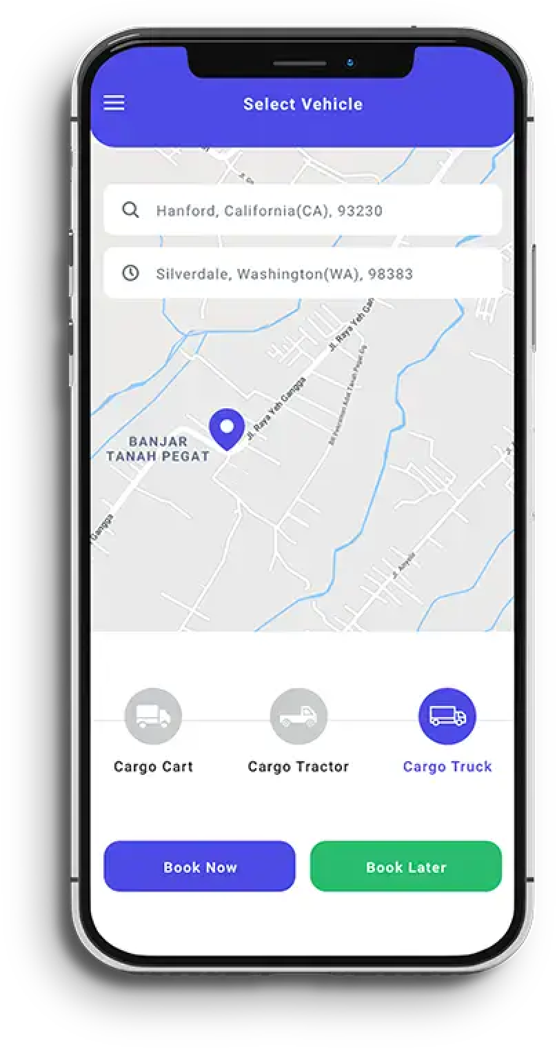 feature transport automotive app mockcup